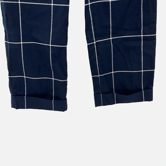 Oak + Fort Elastic Waist Pull On Windowpane Plaid Cuffed Pants - Size XS - Picture 3 of 7